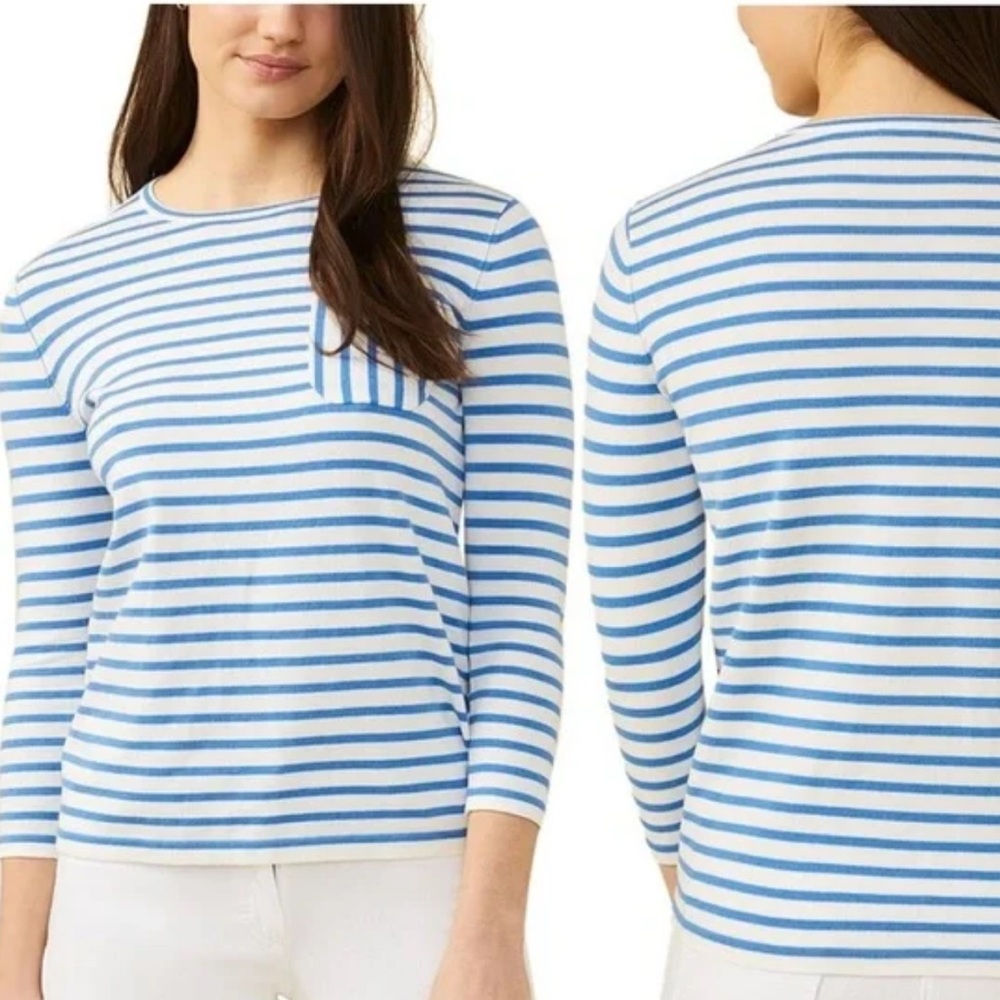 J. McLaughlin Striped Blue and White Sweater